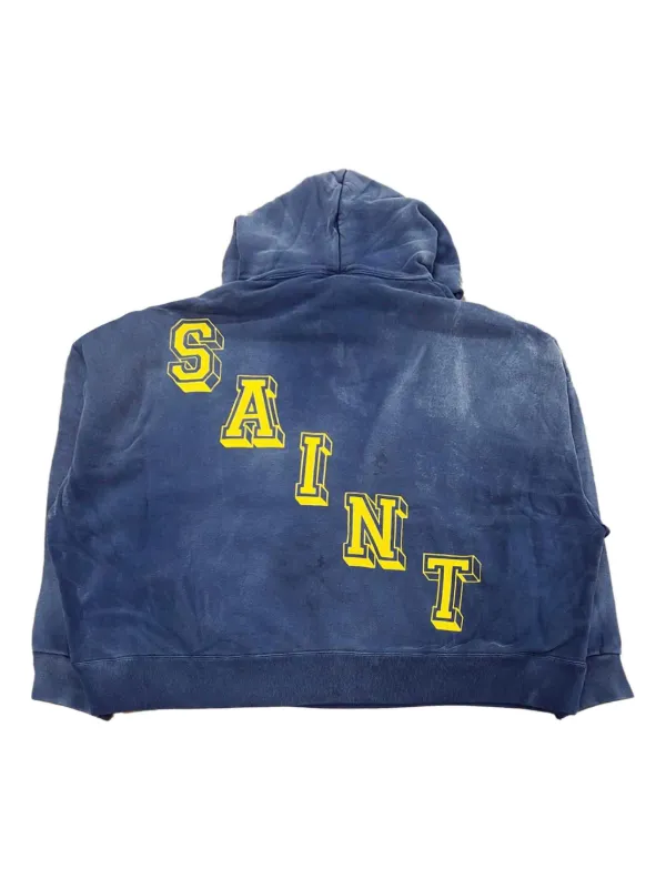 SAINT MXXXXXX logo-print Hoodie | Blue | FARFETCH