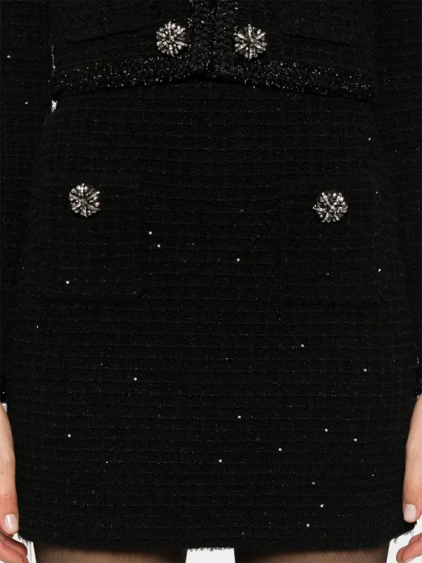 Self-Portrait Textured Knit Mini Skirt | Black | FARFETCH