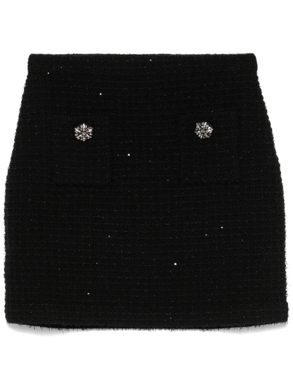 Shop Self-portrait Textured Knit Mini Skirt In Black