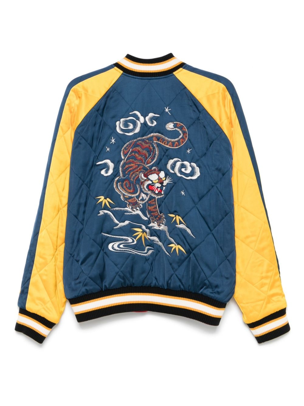 Shop Kenzo Star Tiger Souvenir Bomber Jacket In Yellow