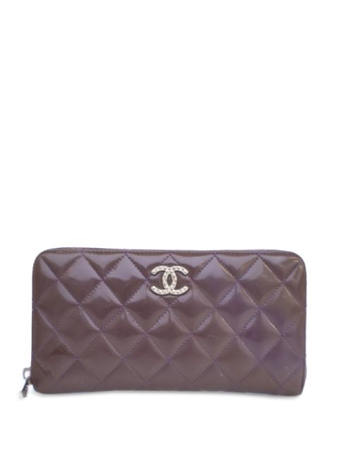 Cheap HOT SALE CHANEL 2011 CC Quilted Patent Zip Around Wallet long wallets Women