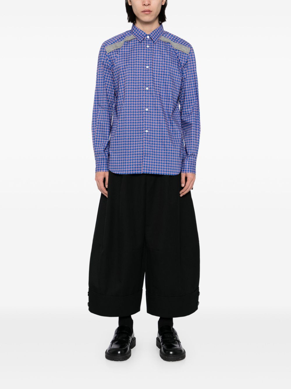 Comme des Garçons Homme Deux Overhemd met patroon - Blauw