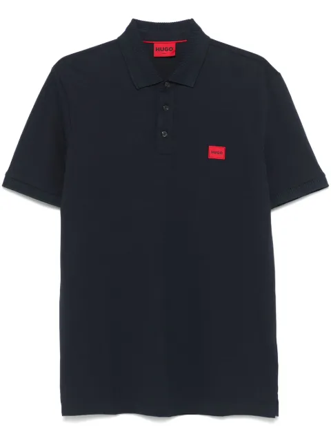 HUGO logo-patch cotton-piqué polo shirt