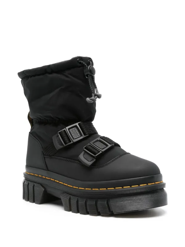 Audrick 20-Eye Leather Knee High Platform Boots in Black