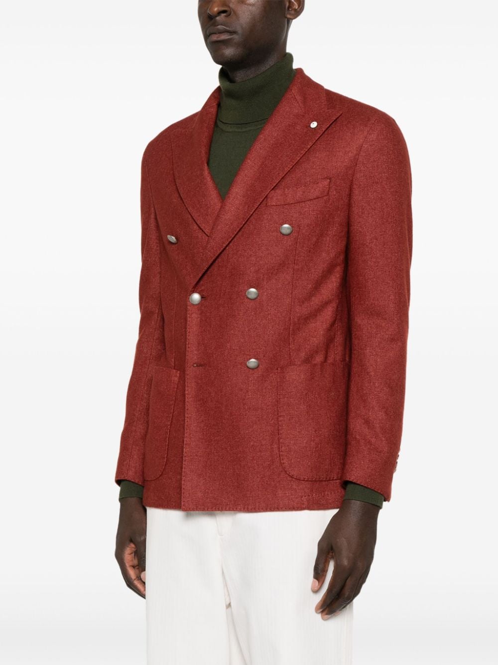 Shop Luigi Bianchi Mantova Brooch-detail Blazer In Rot