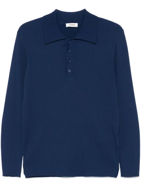 SANDRO ribbed-knit polo shirt