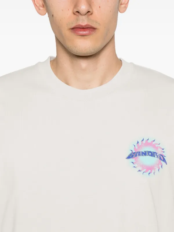 【関税 送料無料】SANDRO ロゴプリント コットン Ｔシャツ SANDRO logo-embroidered Cotton T-shirt | White | FARFETCH