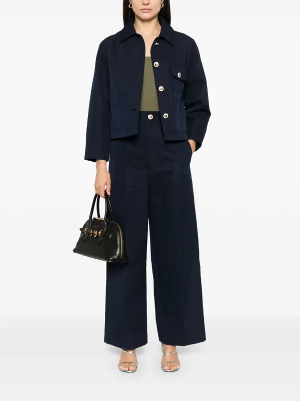 SANDRO button-detail Jacket | Blue | FARFETCH