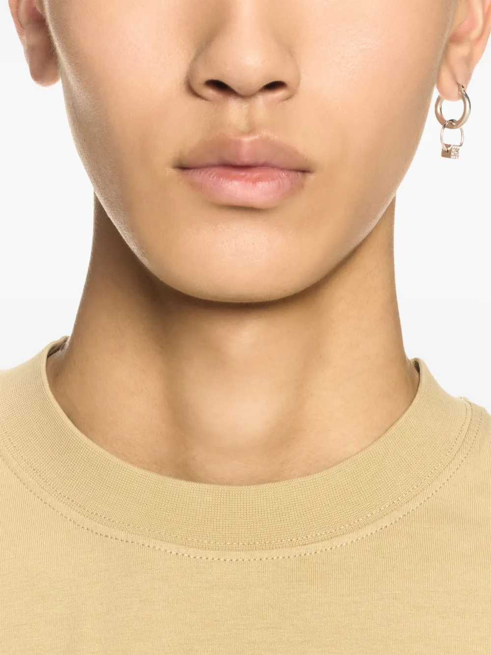 Off-white Mini Dice Single Hoop Earring In Silver