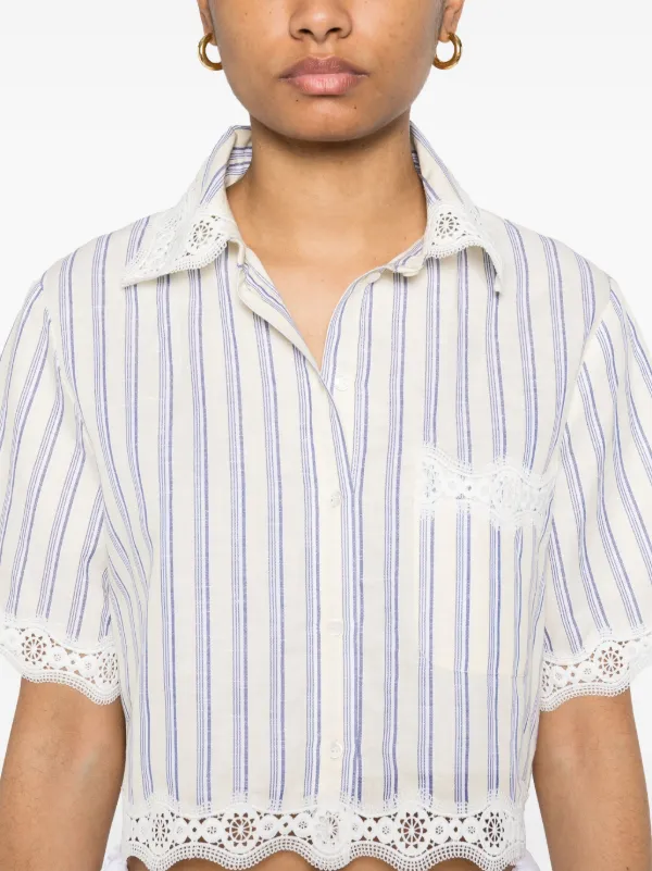 SANDRO ストライプ クロップドトップ SANDRO ストライプ クロップドトップ | ブルー | FARFETCH JP