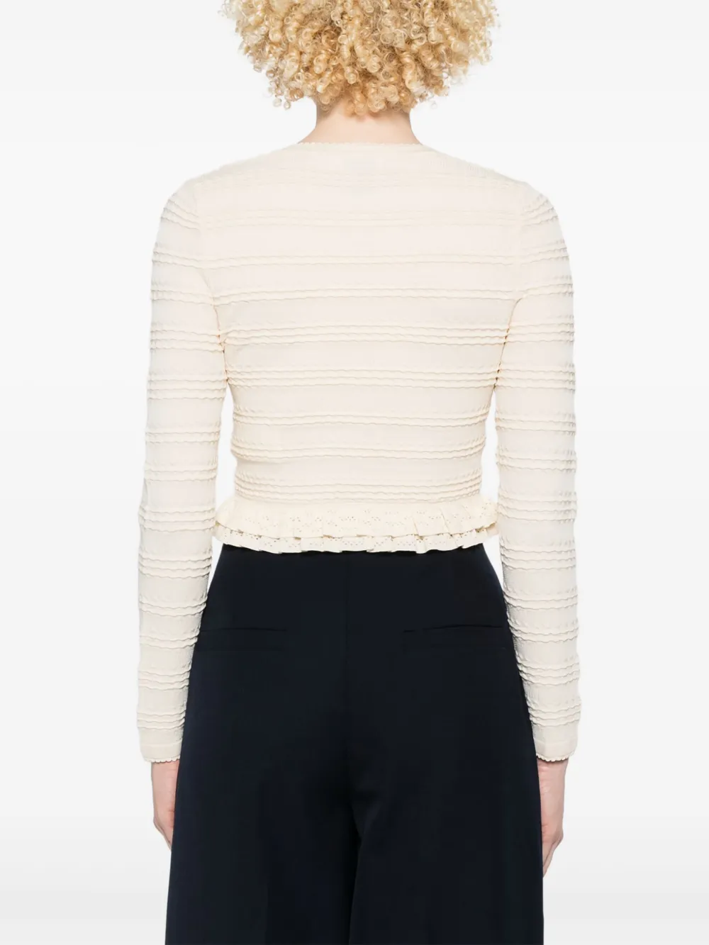 SANDRO Vest met ruches Beige