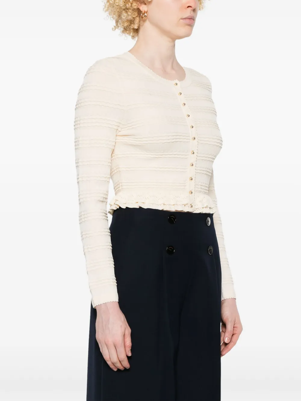 SANDRO Vest met ruches Beige