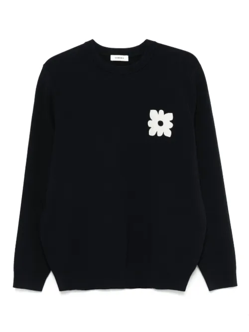 SANDRO sweat à patch fleur - Bleu - SANDRO - Modalova