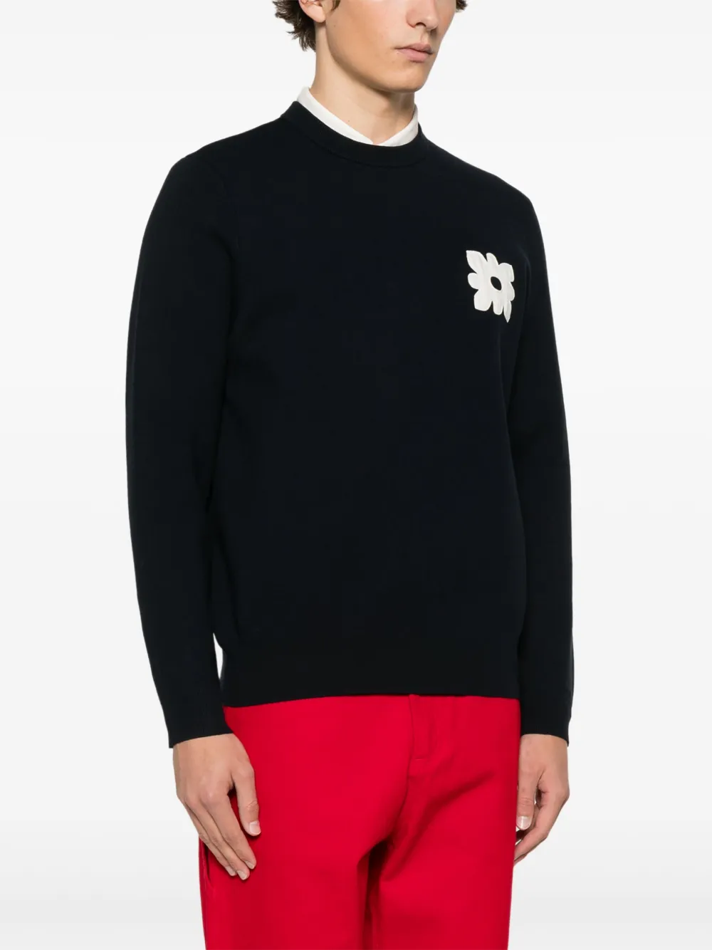 SANDRO Sweater met bloemenpatch Blauw