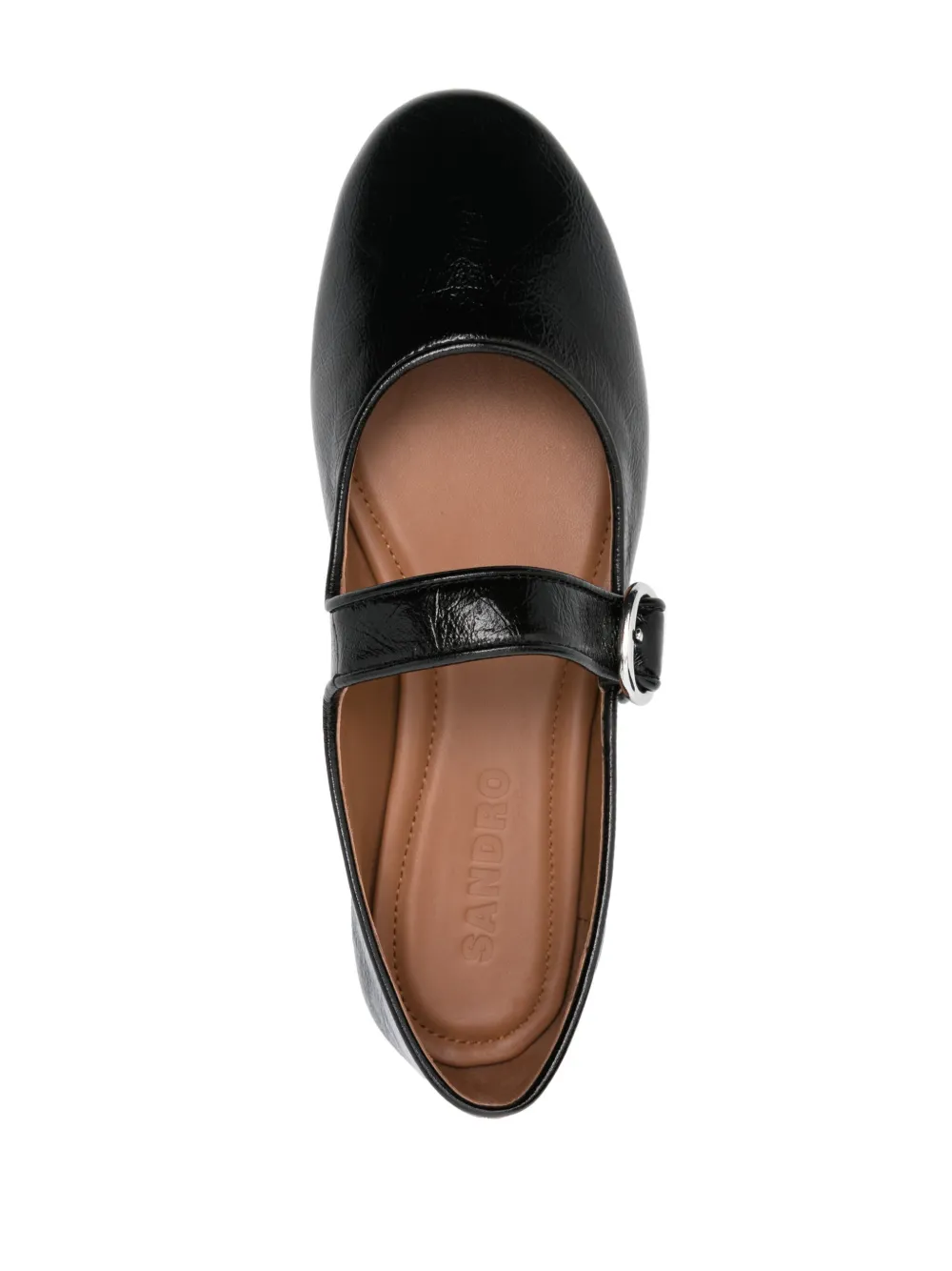 SANDRO leather ballet flats Black