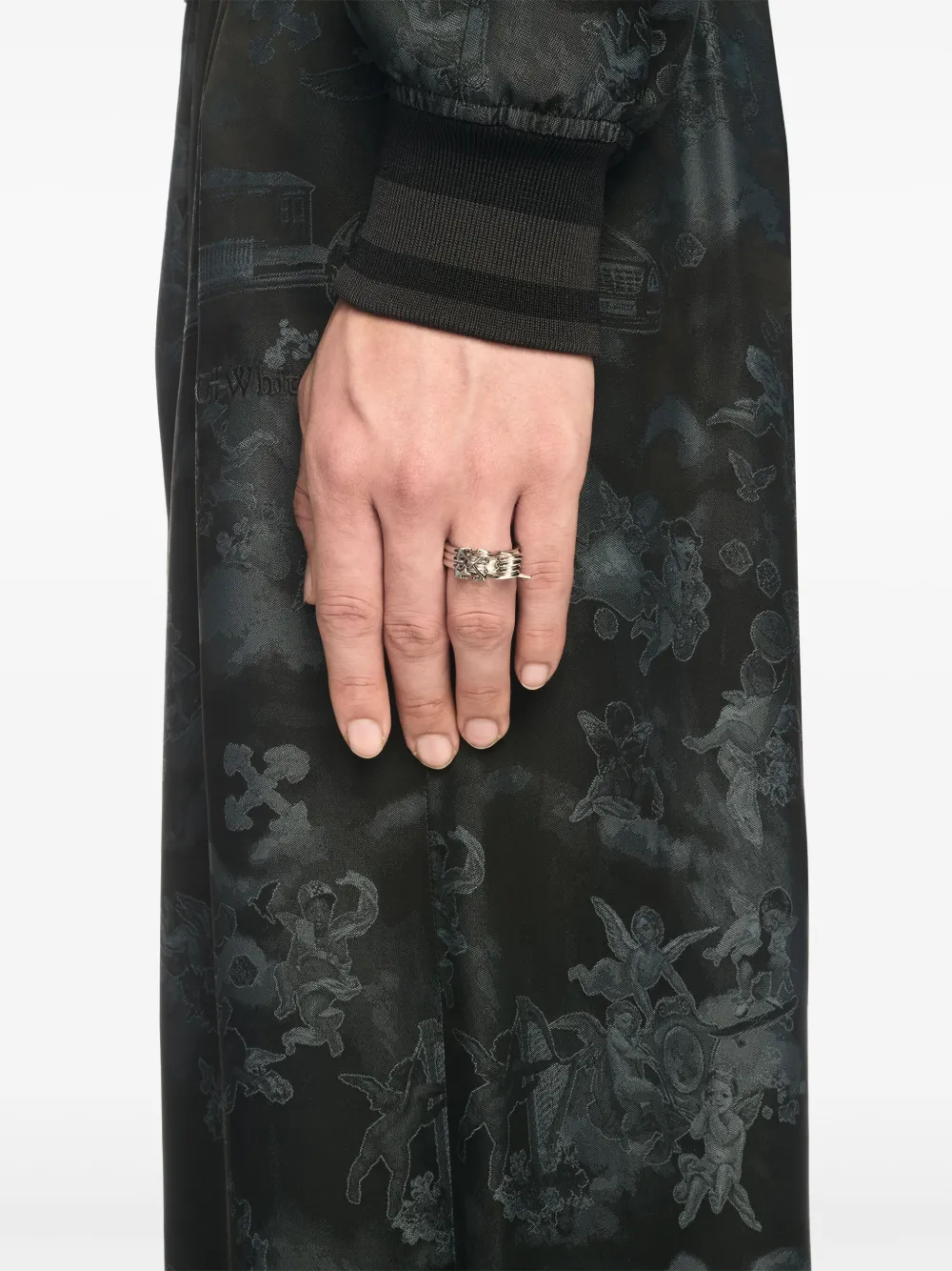 Off-white Barbed Wire Ring In Silver