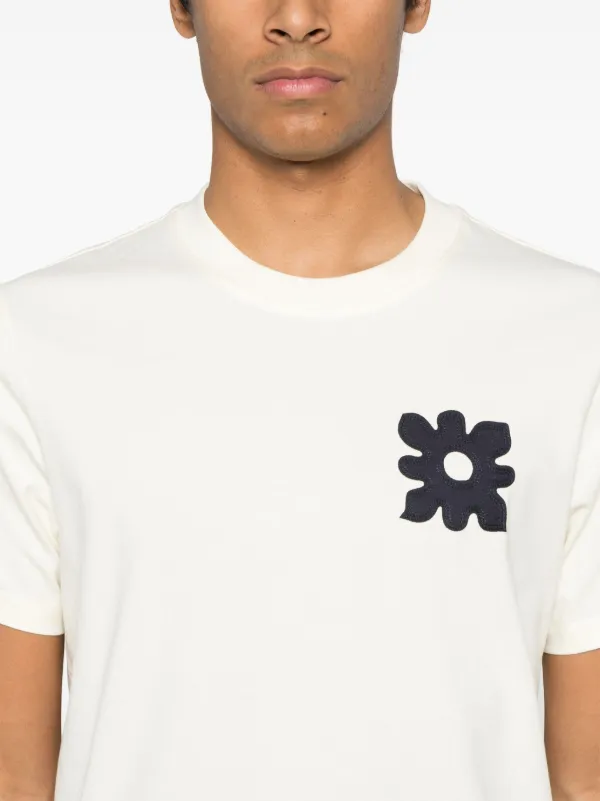 フランス発 Sandro 2025 春夏 フローラルモチーフ Tシャツ Oversized flower T-shirt blue for Men | Sandro Paris