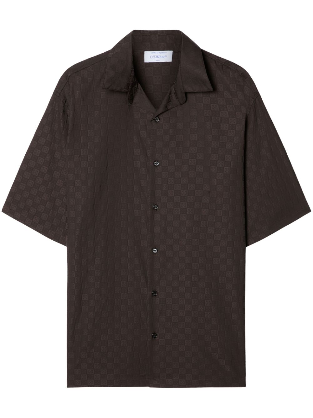 Off-White Damier Cot-jacquard shirt Bruin