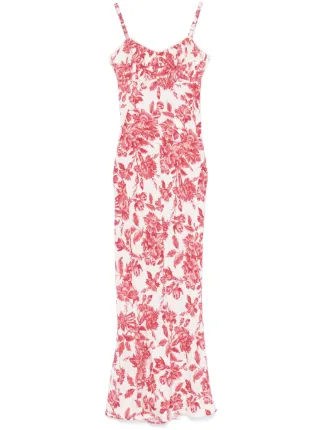 chinese dress ladies Theodora Rhinestone Flower Print Maxi Dress Black