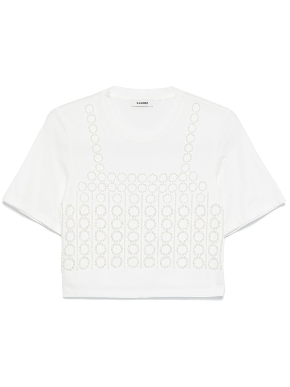 faux pearl-embellished T-shirt