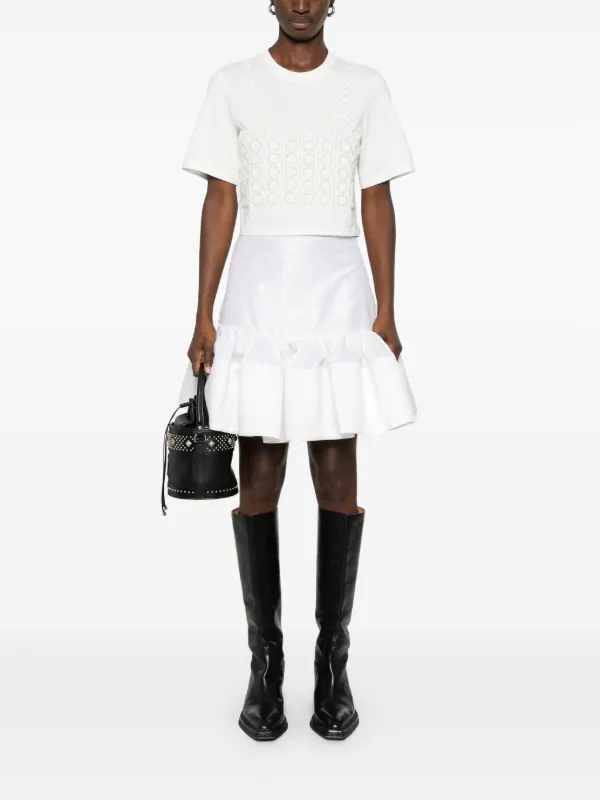 *人気* SANDRO ビーズ クロップド Tシャツ SANDRO ビーズ クロップド Tシャツ | ホワイト | FARFETCH JP