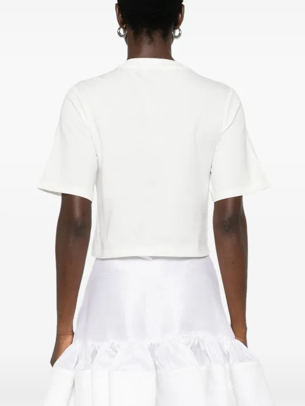 ＊人気＊ SANDRO  ビーズ クロップド Tシャツ SANDRO ビーズ クロップド Tシャツ | ホワイト | FARFETCH JP