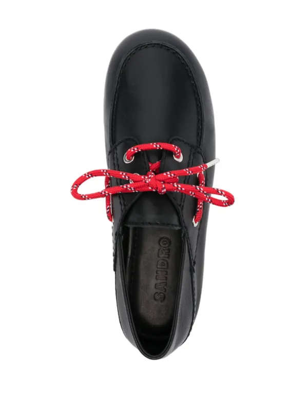 フランス発 Sandro かかとが踏める デッキシューズ ローファー SANDRO レザー デッキシューズ | ブラック | FARFETCH JP
