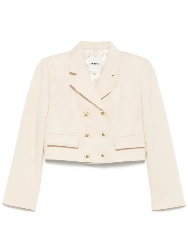 SANDRO Cropped Blazer Neutrals FARFETCH PH