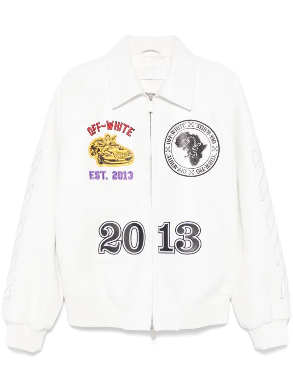 ジャケット Off-White FW22 DRY WO JACKET (OWEF090_F22FAB0011000) OFF-WHITE Patch Embellished Varsity Bomber Jacket Medium
