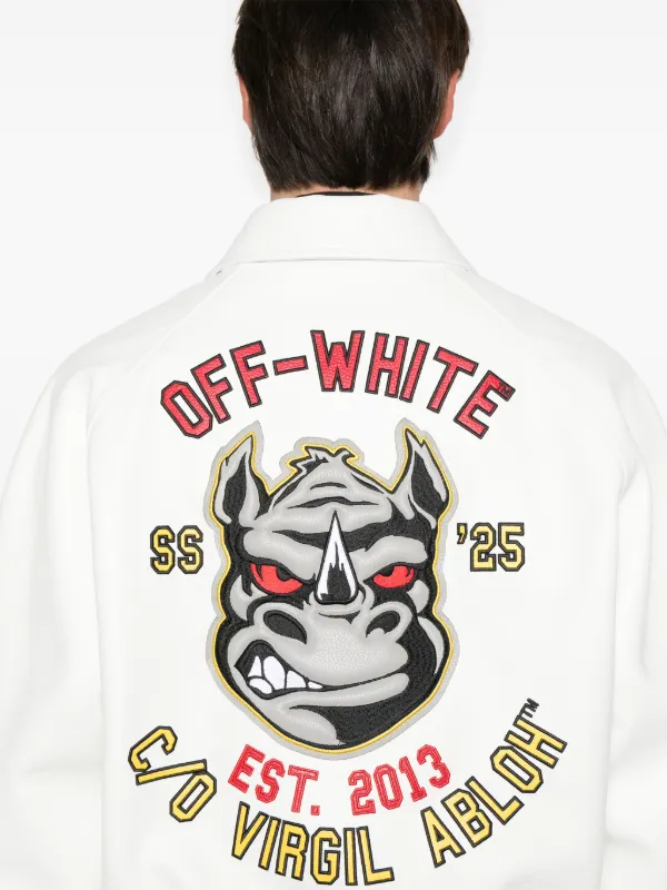 【関税&送料込】Off-White Varsity Jacket Off-White Rhino Varsity Jacket | White | FARFETCH