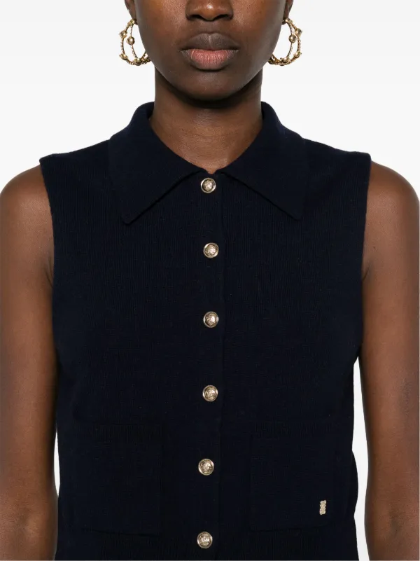 SANDRO button-up Vest | Blue | FARFETCH GR