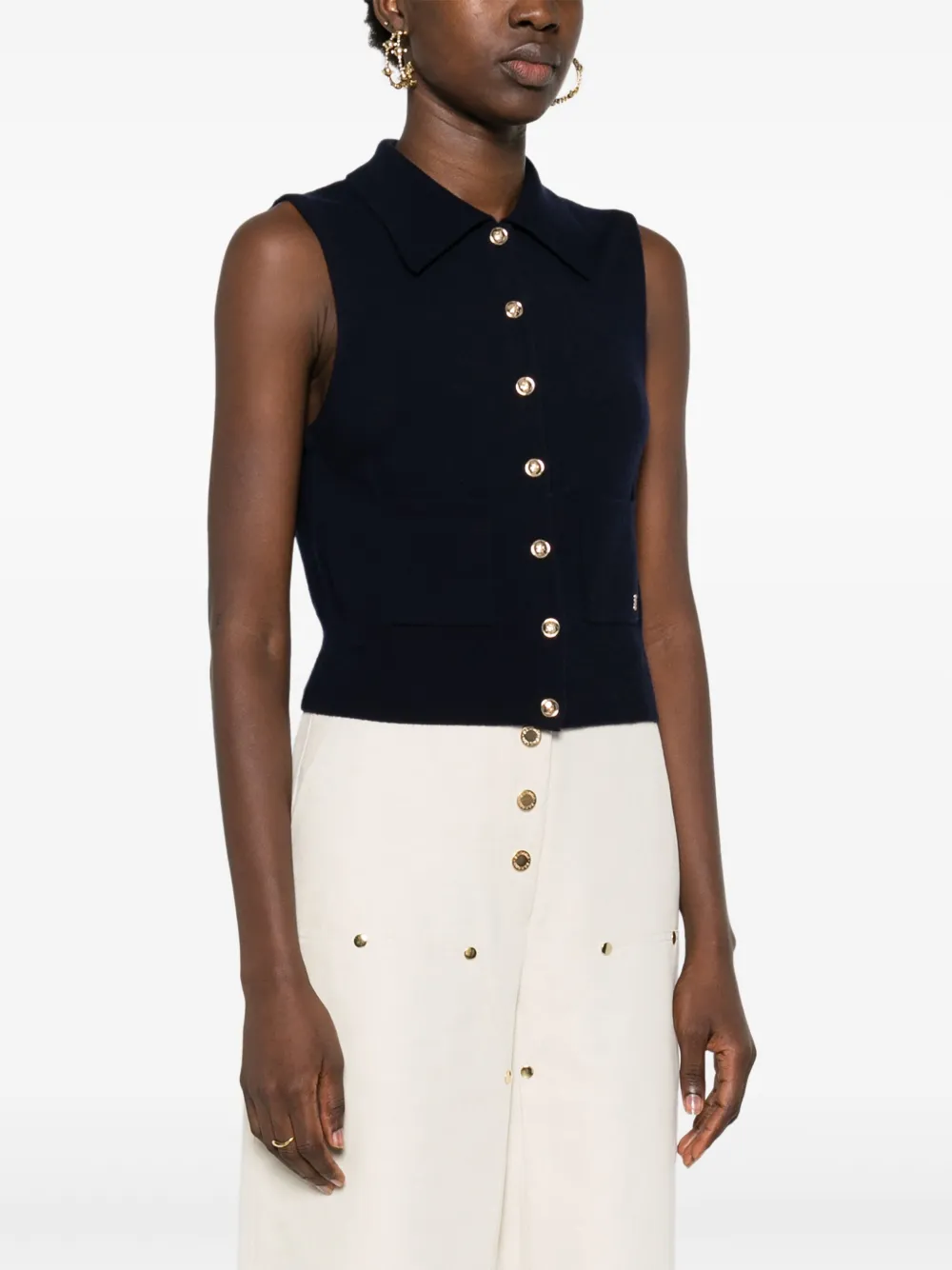 SANDRO Button-up vest Blauw