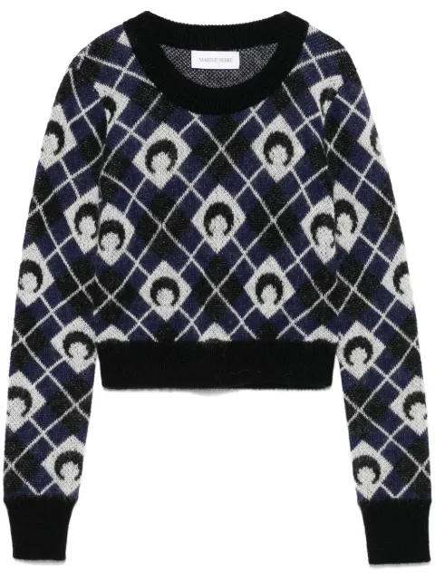 Marine Serre Moon argyle-knit sweater