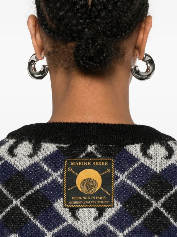 Marine Serre Moon アーガイルニット セーター | ブラック | FARFETCH JP