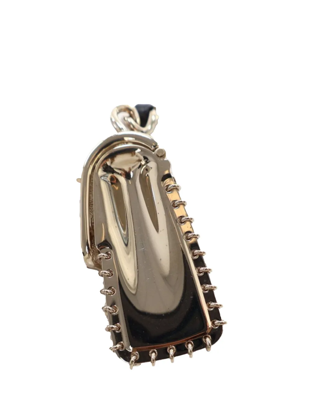 Pre-owned Chanel 2021 Leather And Gold Plated Classic Flap Bag Pendant Costume Necklace In 金色