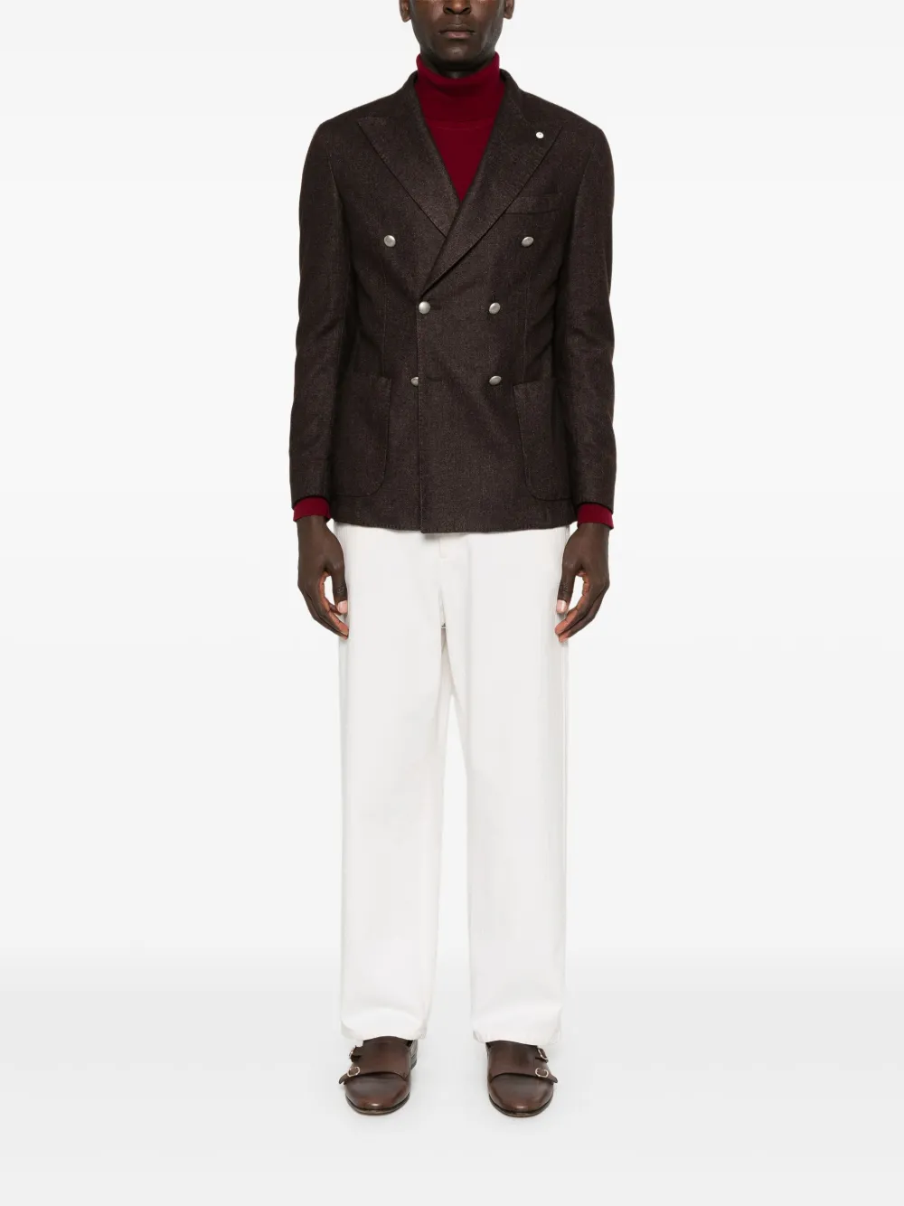 LUIGI BIANCHI MANTOVA Blazer met broche - Blauw