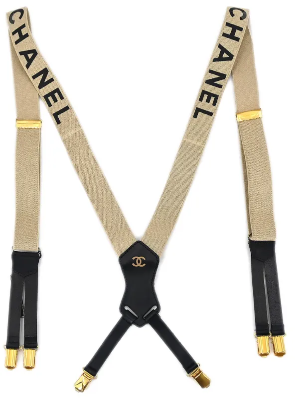 Chanel Pre-owned 2002 Logo Suspenders in Neutrals