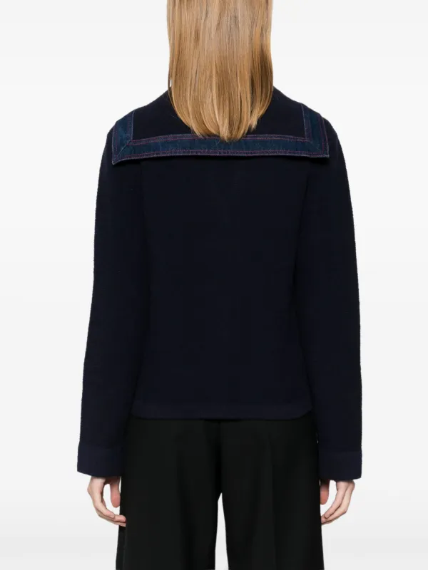 SANDRO sailor-collar Cardigan | Blue | FARFETCH UK