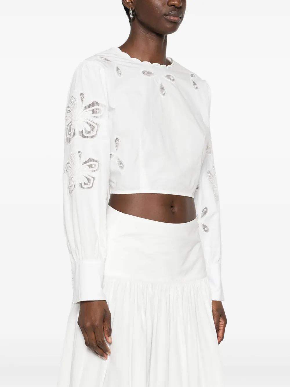 SANDRO floral-embroidered blouse