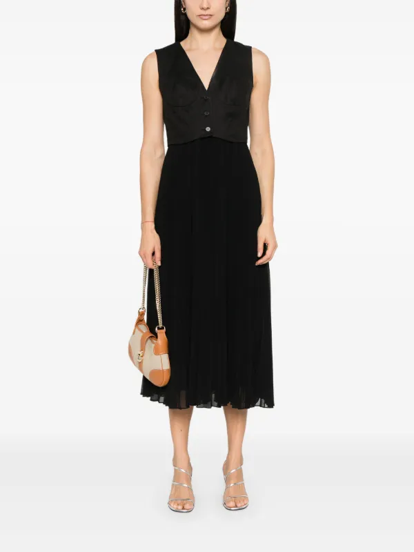 【SANDRO】Pleated Maxi Dress Pleated maxi dress black / gray For Women | Sandro Paris