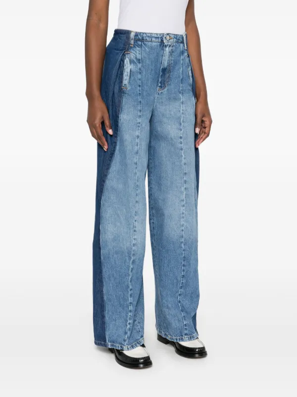 【SANDRO】High Rise Contrast Panel Jeans in Blue Jean SANDRO Jeans with contrasting panels | Nordstrom