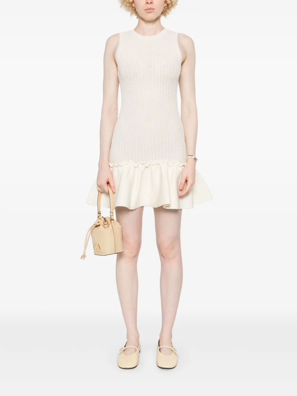 SANDRO Gebreide midi-jurk - Beige