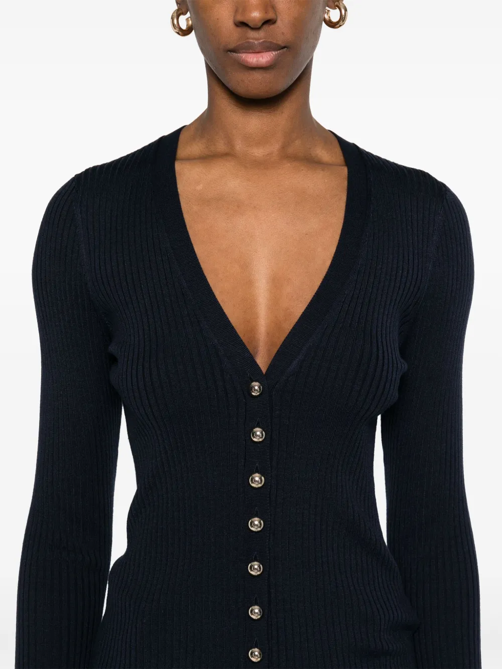 SANDRO Geribbeld vest Blauw
