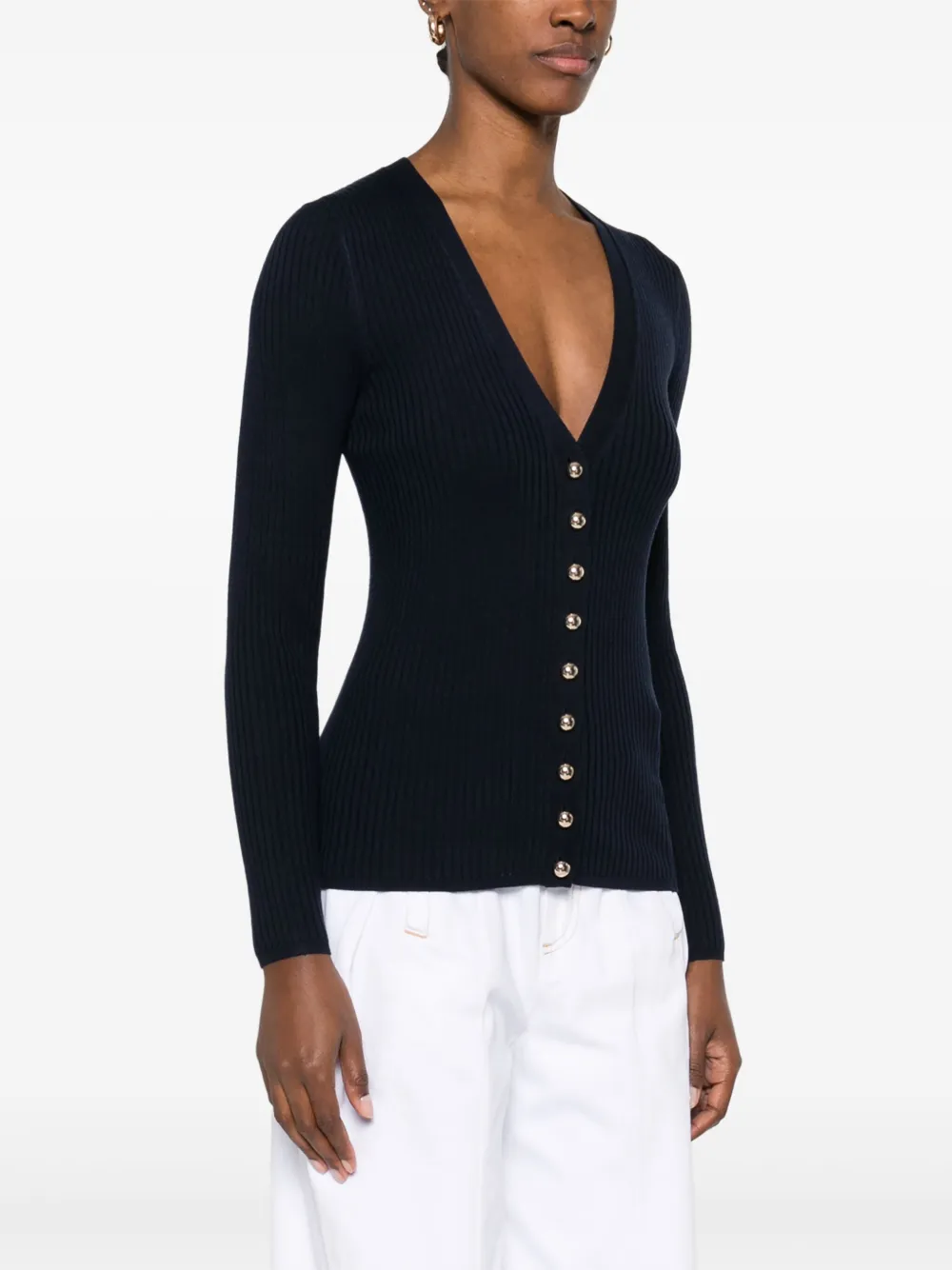 SANDRO Geribbeld vest Blauw