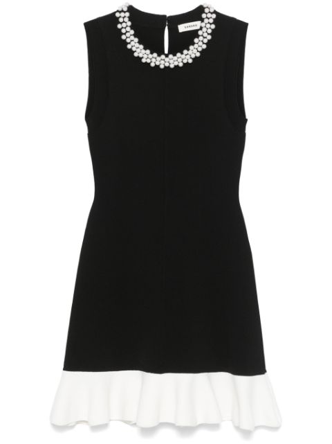 SANDRO faux-pearl embellished mini dress