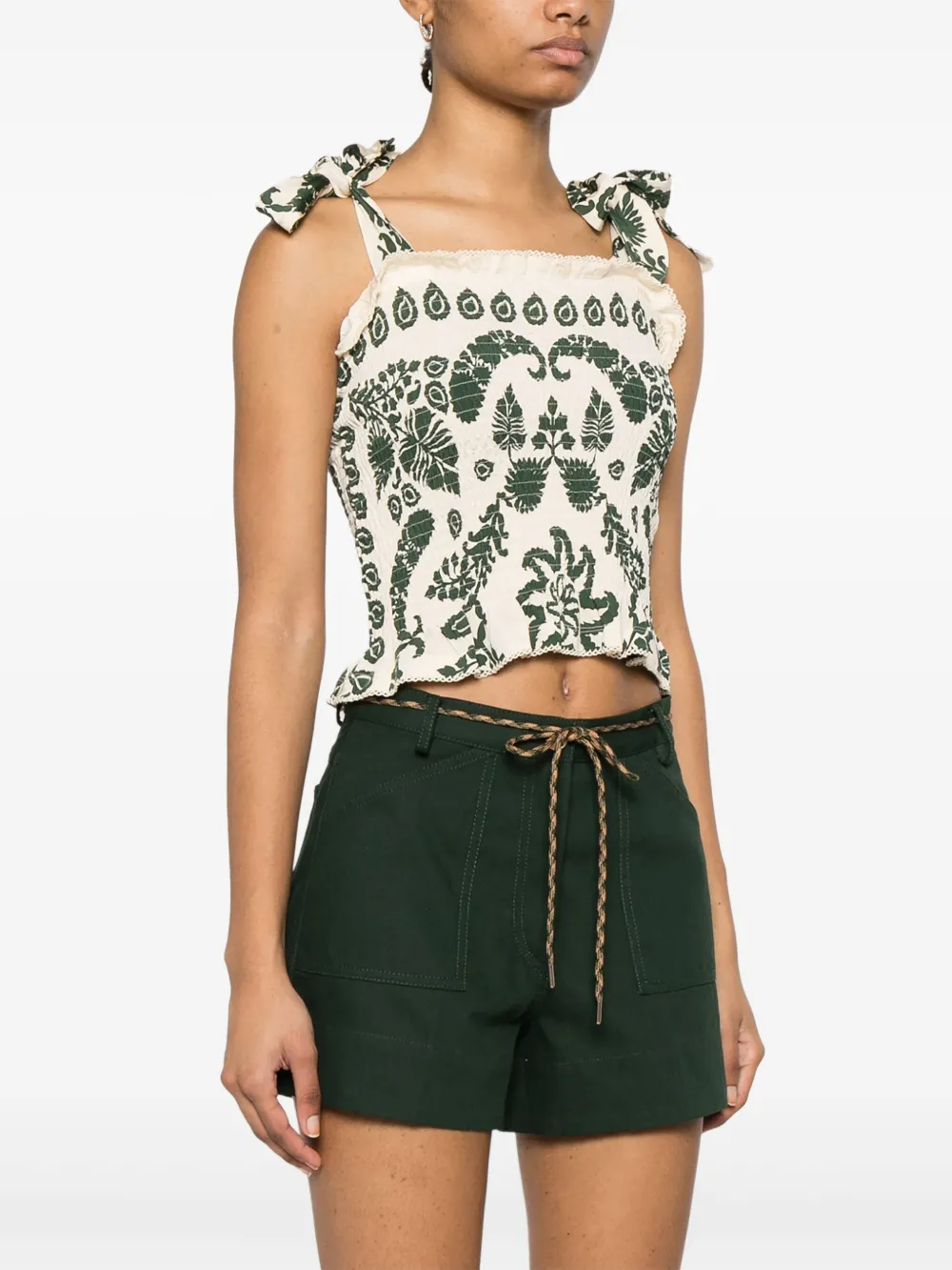SANDRO floral-print smocked top