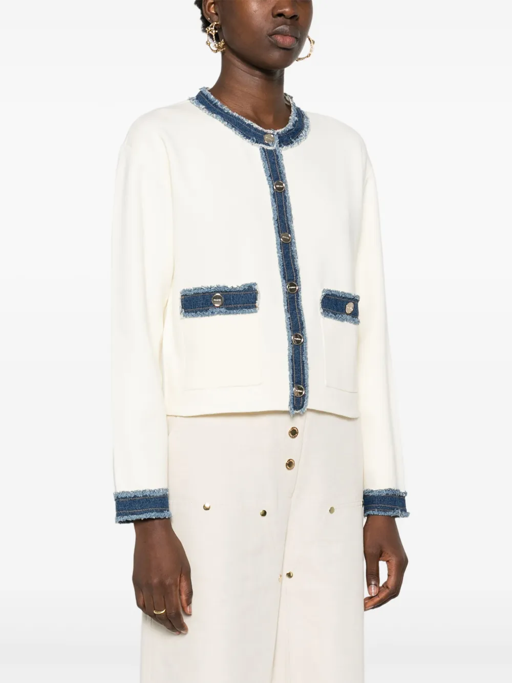 SANDRO Jack met denim afwerking Wit