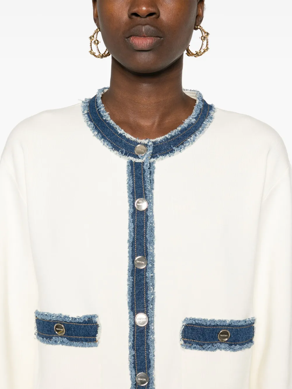 SANDRO Jack met denim afwerking Wit