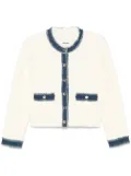 SANDRO denim-trim jacket - White