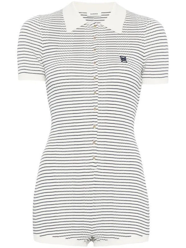 【送料無料/新品】 ストライプ SANDRO ジャンプスーツ JP FARFETCH | ホワイト | ワンピース